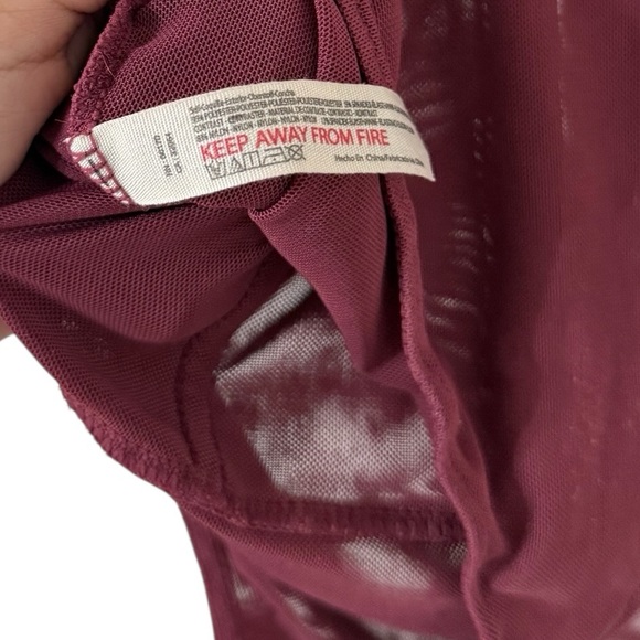 FREE PEOPLE Intimately Night Rhythm Corset Bustier Mesh Maroon Bodysuit Top - Picture 5 of 5